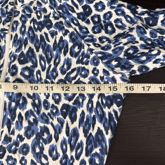 Johnny Was Calme Swim Shirt Women Small Surf Rashguard Top Leopard Blue Half Zip - Picture 9 of 10
